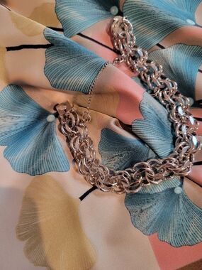 Vintage Polished Sterling Silver Multi-Link Bracelet for Women With Gaurd